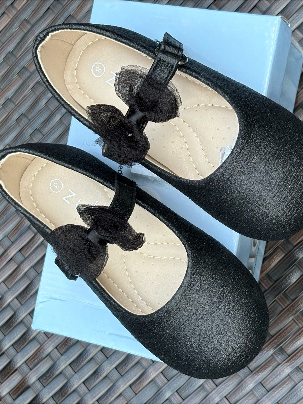 Girls Black Mary Jane Dress Shoes with bow Accent